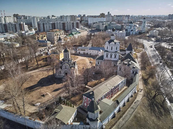 Andronikov Monastery of the Saviour Spaso-Andronikov Monastyr, a former monastery in Moscow, Russia. Aerial View — Stock Photo, Image