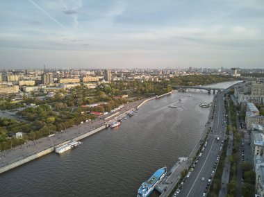Moskova, Rusya, Gorky Park. Havadan görünüm. şehrin en sevilen eğlence parkı ve dinlenmek için en iyi yerdir