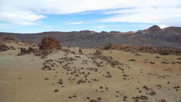 Öknen Landskap Med Klippor Teide National Park Teneriffa Kanarieöarna Spanien — Stockvideo