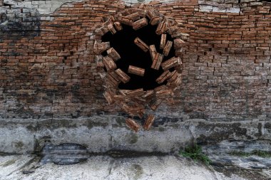 Broken Old Grunge Dirty Brick Wall. 3D Rendering clipart