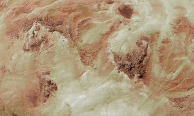 Mars gezegeni manzara uzaydan yakın çekim Detaylı görünümü. Nasa tarafından döşenmiş bu görüntü unsurları. 3D render