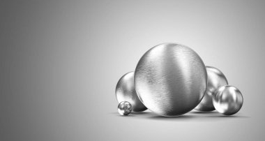 Degrade arka plan üzerinde grup Metal küre. 3D render