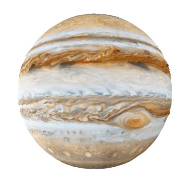 Jüpiter gezegeni izole beyaz arka plan üzerinde. Nasa tarafından döşenmiş bu görüntü unsurları. 3D render