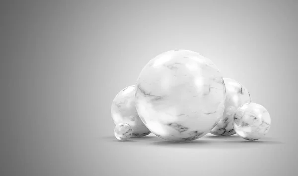 Group White Marble Spheres Gradient Background Rendering — Stock Photo, Image