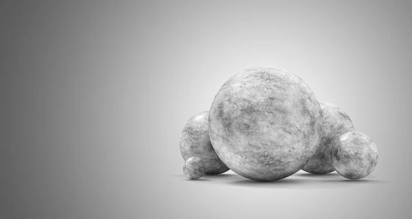 Group Concrete Spheres Gradient Background Rendering — Stock Photo, Image