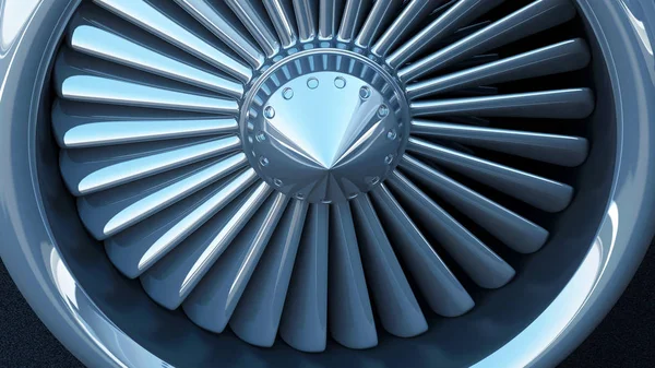 Close View Modern Airplane Jet Engine Turbine Rendering — Stock Photo, Image