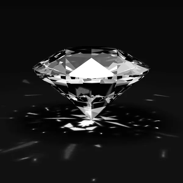 黒の背景に光が輝く大きなダイヤモンド レンダリング — ストック写真