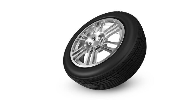Car Wheel isolated on white background. 3D rendering