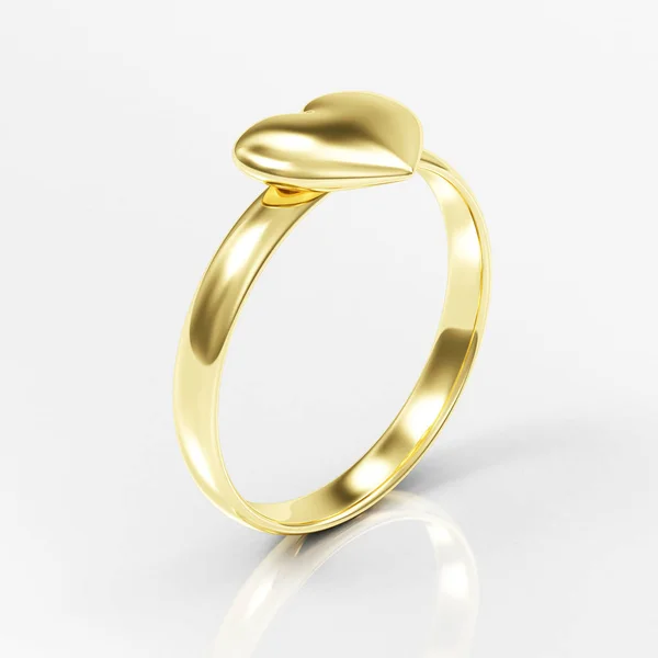 Gouden Ring Met Hart Vorm Liefde Romantisch Symbool Witte Achtergrond — Stockfoto