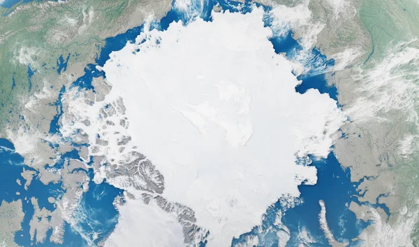 Close-up Detailed View on North Pole from Space. Elements of this image furnished by NASA. 3D Rendering