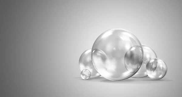 Group Glass Spheres Gradient Background Rendering — Stock Photo, Image