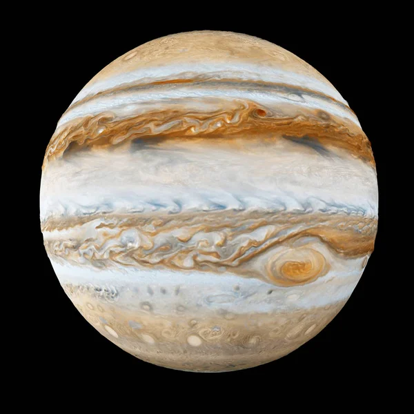 Jupiter Bolygó Izolált Fekete Háttér Kép Nasa Berendezett Elemei Leképezés — Stock Fotó