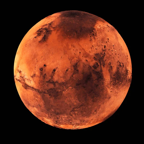 Mars Red Planet Geïsoleerd Zwarte Achtergrond Elementen Van Dit Beeld Rechtenvrije Stockafbeeldingen