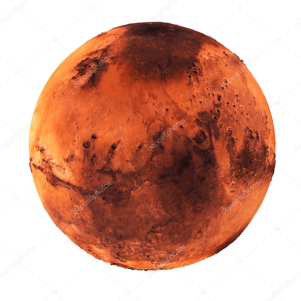 Mars Red Planet Isolated on white background. Elements of this image furnished by NASA. 3D Rendering