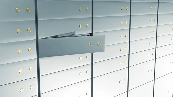 open safe-deposit box in bank safe, 3D Render