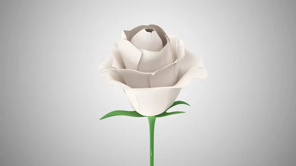 灰色背景上的白玫瑰渲染 — 图库照片