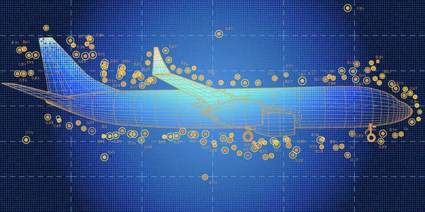 Visualización Del Gráfico Plano Abstracto Big Data Diseño Infografías Aviones — Archivo Imágenes Vectoriales