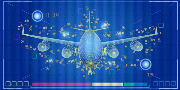 Abstract Screen Big Data Graph Visualization Airplaner Infographics Background Scheme — Stock Vector