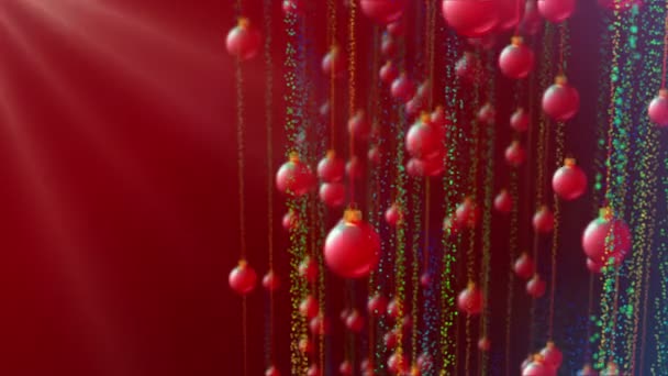 Різдвяний Червоний Фон Кульками — стокове відео