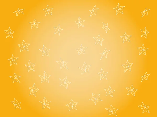 Фон Білими Контурними Зірками Жовтому Золота Абстрактна Прикраса — стоковий вектор