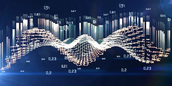 Infografica di analisi astratta su sfondo blu brillante. Grande dat — Foto Stock