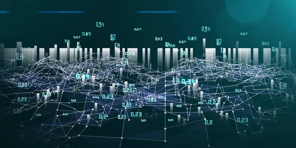 Infografica di analisi astratta. Maglia luminosa dell'array di dati . — Foto Stock