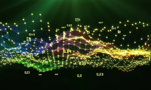 Analyse Abstraite Infographies Couleur Maillage Lumineux Tableau Données — Photo