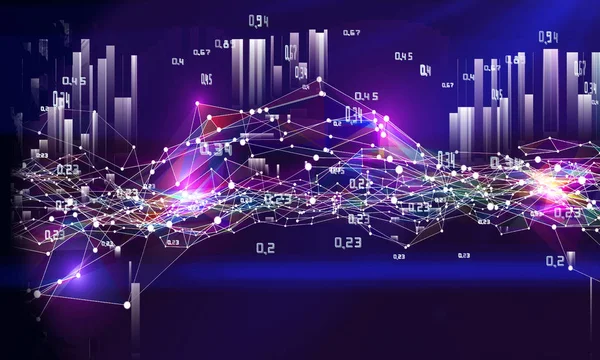 Infografiken zur abstrakten Analyse. helles Netz der Daten. Big Data — Stockfoto