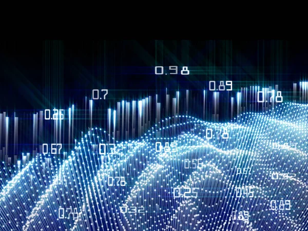 Infografía de análisis abstracto con onda de puntos brillan en azul b — Foto de Stock