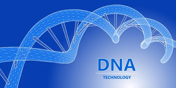 Tecnologia de biologia progressiva. Estrutura wireframe grade de DNA mo —  Vetores de Stock