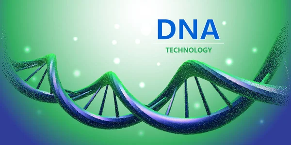 Tecnologia de biologia progressiva. Estrutura 3d wireframe grade de DNA —  Vetores de Stock