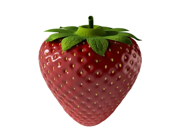 3D-Darstellung einer Erdbeere isoliert auf weißem Hintergrund. — Stockfoto