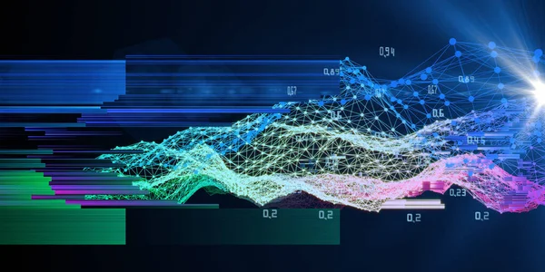 데이터의 격자와 선으로 데이터 인공지능의 비즈니스 시각화 암호화 블록체인 효과가 — 스톡 사진