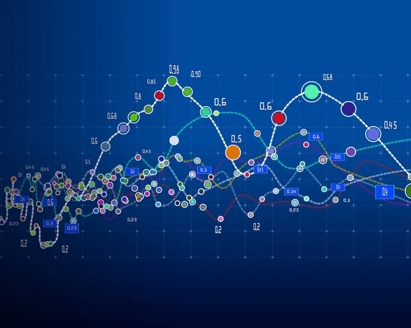 그래픽 데이터 시각화의 추상적 해석적 디자인 데이터 네트워크나 — 스톡 벡터