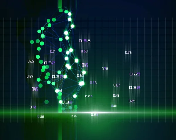 Abstract polygonal grid with glow dots.  Concept of decision making analysis data quality.  Business and science visualization of artificial intelligence. Big Data.