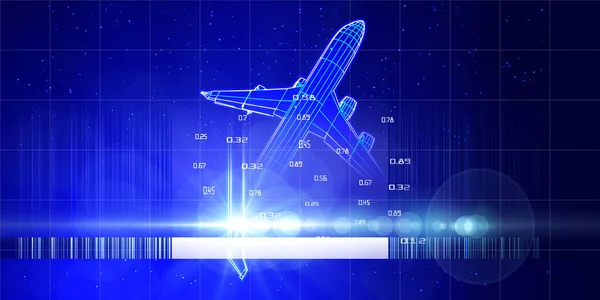 Fundo Abstrato Com Avião Malha Grade Digital Linhas Azul Escuro — Fotografia de Stock