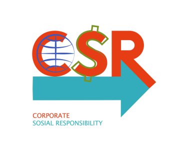 CSR ikonları. Kurumsal sosyal sorumluluk kısaltması sembollü tasarım çizimi.