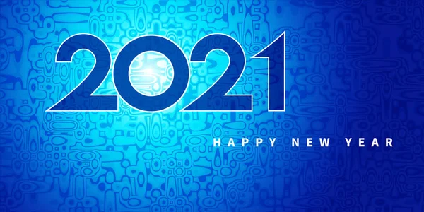 2021 Happy New Year Blue Background Curve Mosaic Glow Vector — Stock Vector