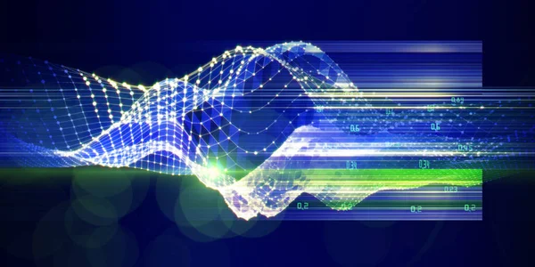 Soyut görselleştirme çokgonale algoritmasını analiz eder. Yapay zeka verisi. Büyük veri. Renkli ızgarası ve bulanık renk çizgileri olan kuantum sanal kriptografi kavramı. Analitik algoritmalar bilim, teknoloji ve işler için pankart. 