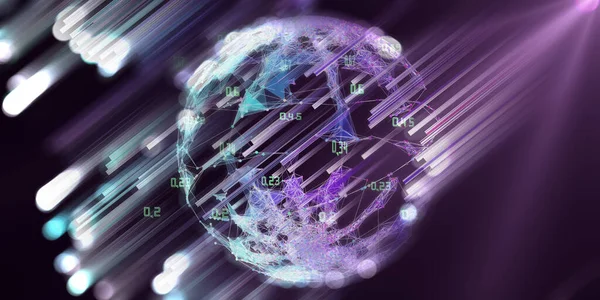 Rejilla Esférica Inteligencia Artificial Poligonalía Abstracta Con Datos Algoritmos Analíticos — Foto de Stock