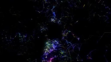 Kaotik ızgara akışlarındaki animasyon arka plan animasyon dizisi renk noktaları dönüyor. Çemberlerin kusursuz yakınlaşması.