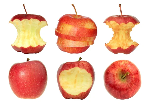 白に隔離された赤いリンゴのコレクション — ストック写真