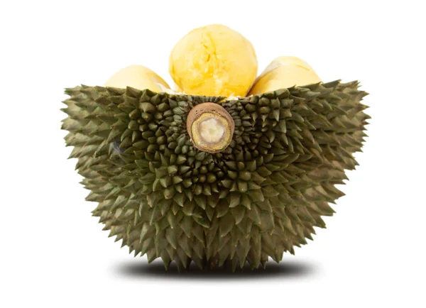 Primer Plano Frutos Durianos Aislados Blanco —  Fotos de Stock
