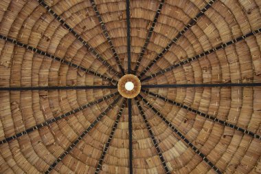 Saman thatched çatı arka plan ampul Tayland ile