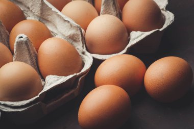 tavuk yumurtası masanın üzerine bir sürü