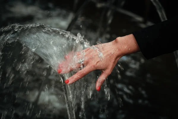 water spray on the hand