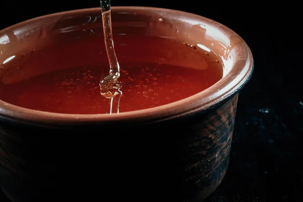 Honey Poured Jar — Stock Photo, Image