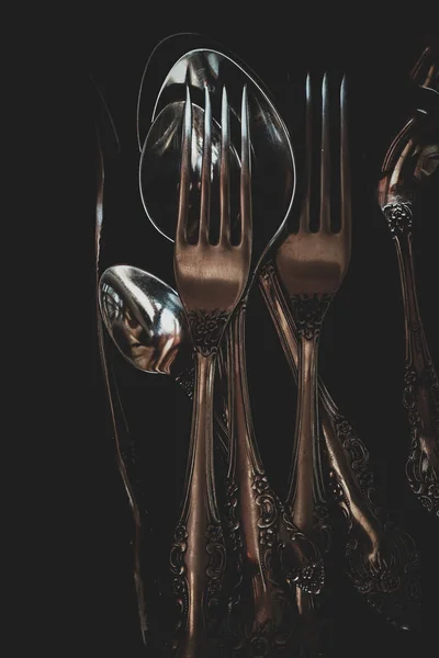 Dinner Set Dark Background — Stock Photo, Image