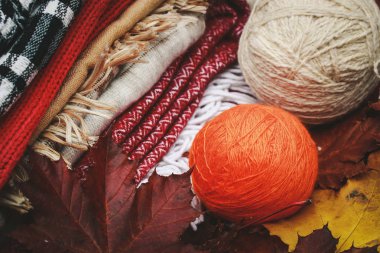 sıcak sonbahar kıyafetleri konu ve yaprakları ile örme