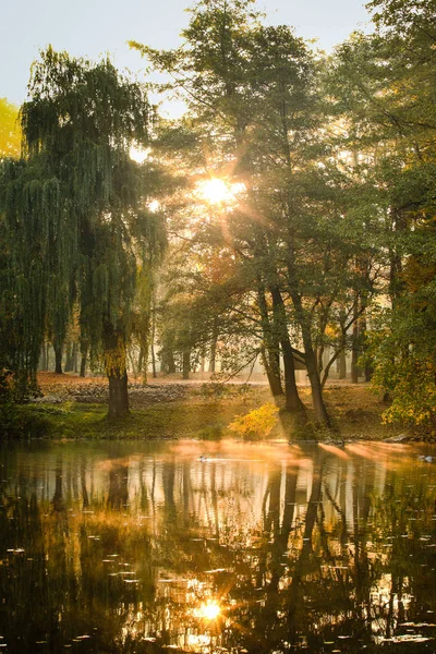Piękny Kolorowy Krajobraz Jesień Jezioro — Zdjęcie stockowe